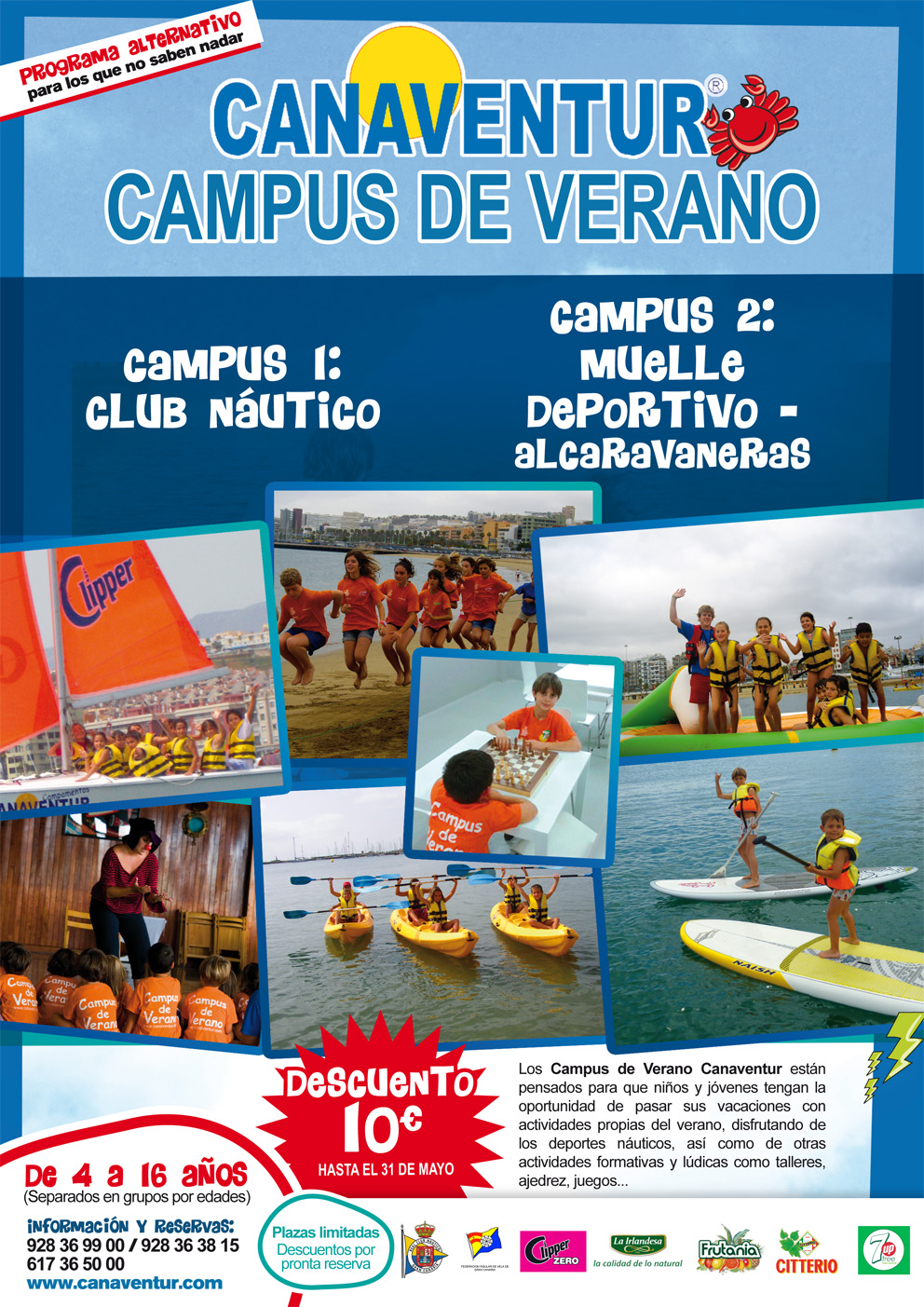 Folleto informativo de campus de verano Canaventur